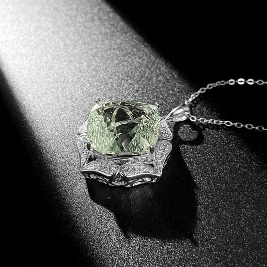 Luxury Sweater Chain Femininity S925 Silver Set Large Natural Green